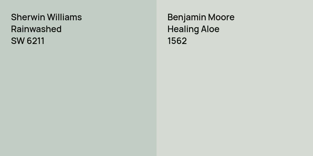 Sherwin Williams Rainwashed vs. Benjamin Moore Healing Aloe