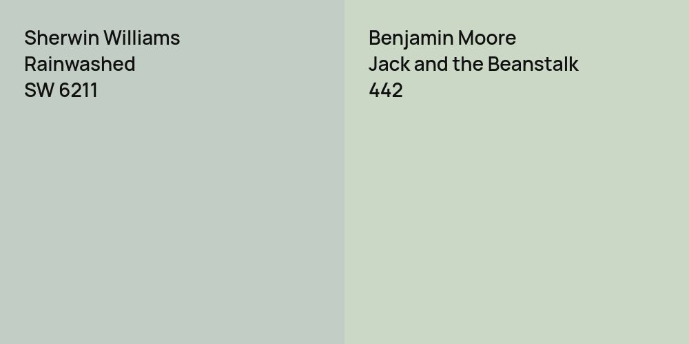 Sherwin Williams Rainwashed vs. Benjamin Moore Jack and the Beanstalk