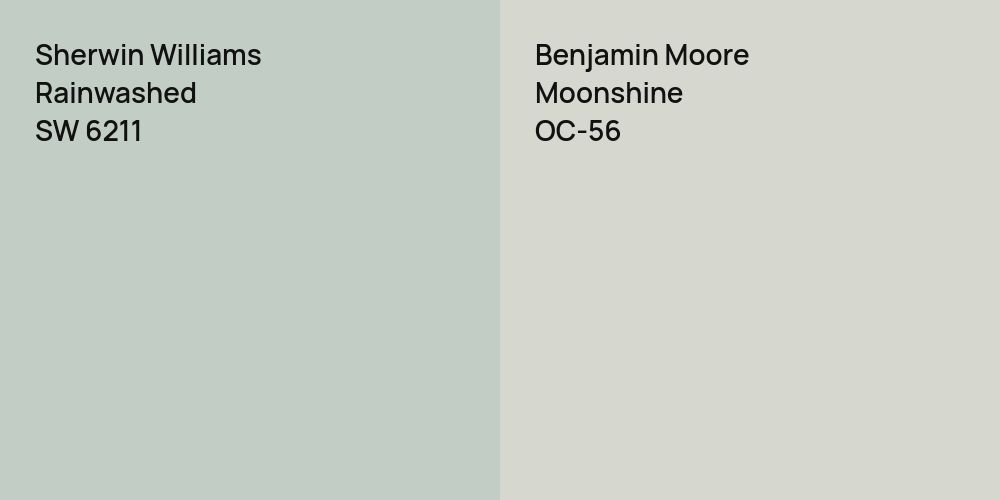 Sherwin Williams Rainwashed vs. Benjamin Moore Moonshine