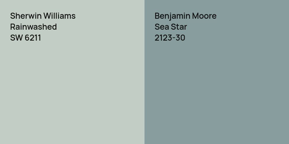 Sherwin Williams Rainwashed vs. Benjamin Moore Sea Star