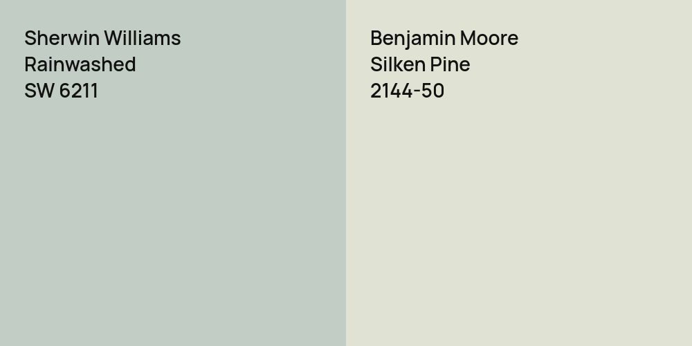 Sherwin Williams Rainwashed vs. Benjamin Moore Silken Pine