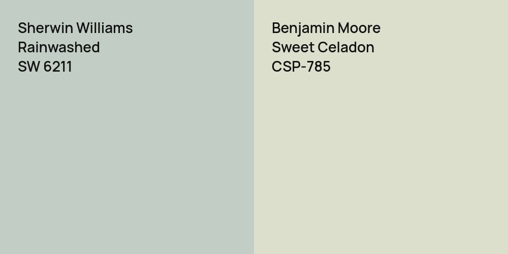 Sherwin Williams Rainwashed vs. Benjamin Moore Sweet Celadon