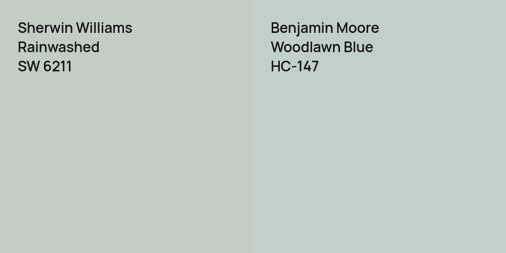 Sherwin Williams Rainwashed vs. Benjamin Moore Woodlawn Blue