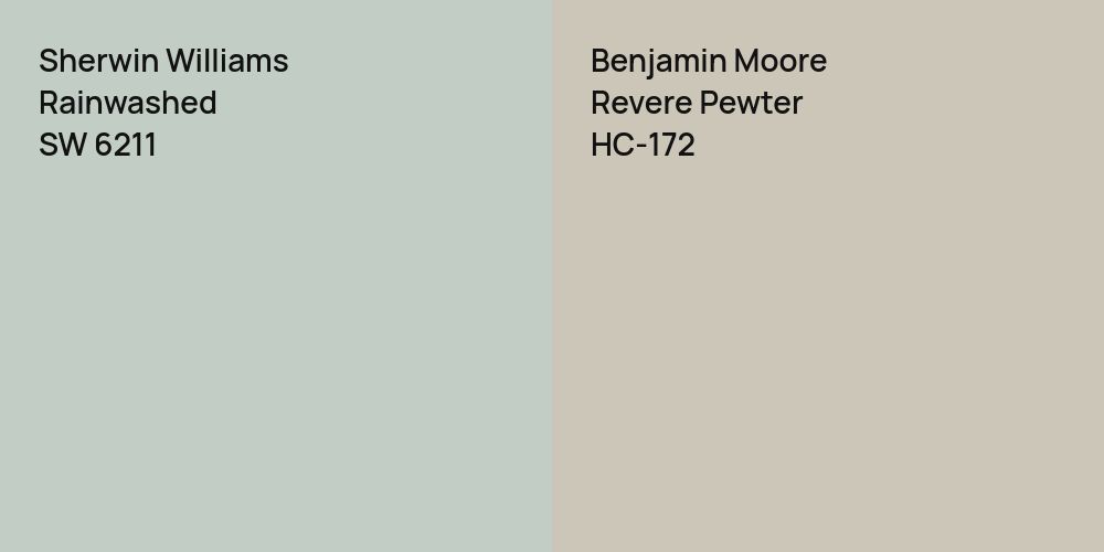 Sherwin Williams Rainwashed vs. Benjamin Moore Revere Pewter