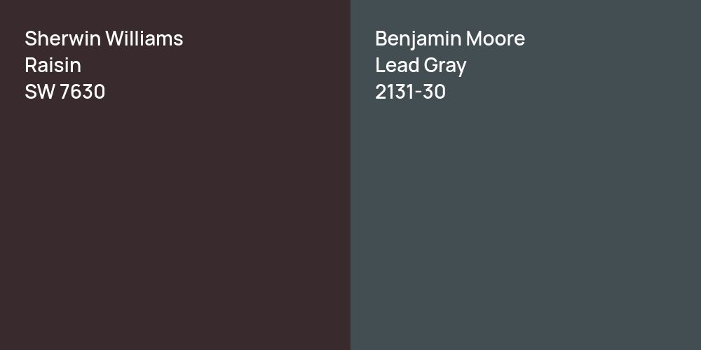 Sherwin Williams Raisin vs. Benjamin Moore Lead Gray