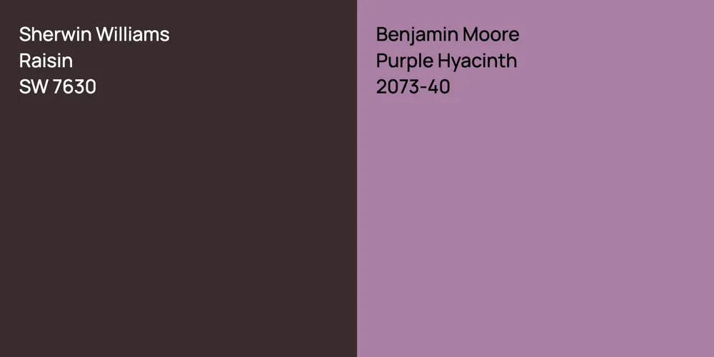 Sherwin Williams Raisin vs. Benjamin Moore Purple Hyacinth