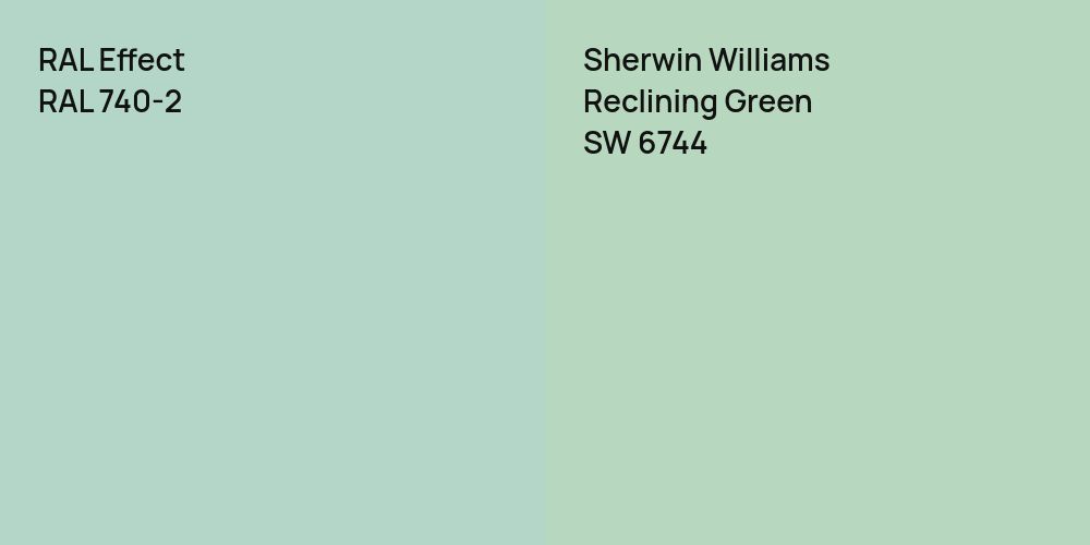 RAL Effect RAL 740-2 vs. Sherwin Williams Reclining Green