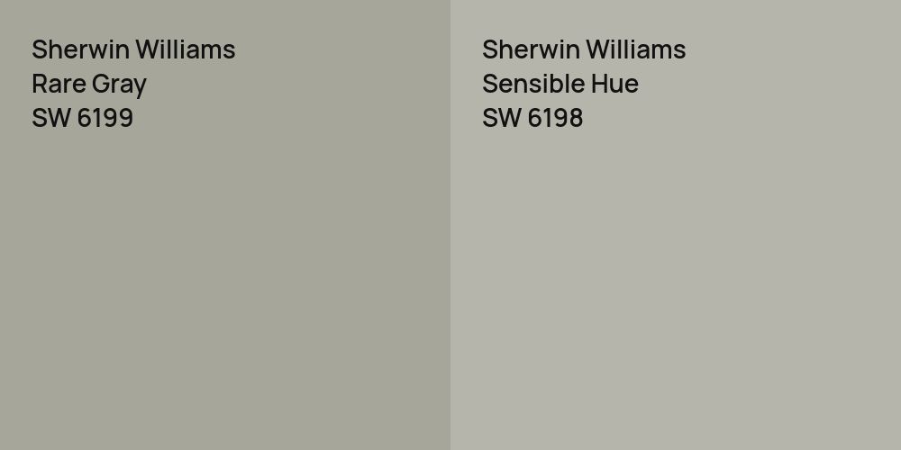 Sherwin Williams Rare Gray vs. Sherwin Williams Sensible Hue