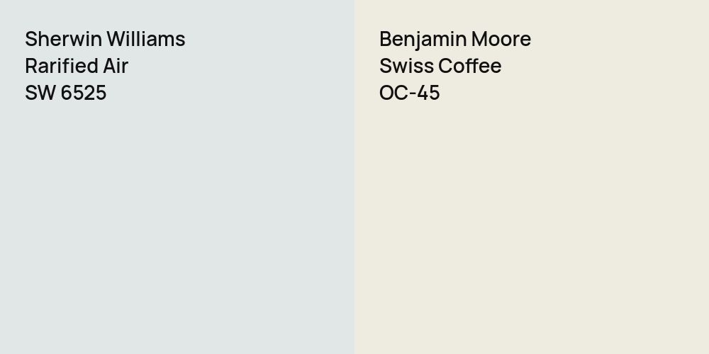 Sherwin Williams Rarified Air vs. Benjamin Moore Swiss Coffee