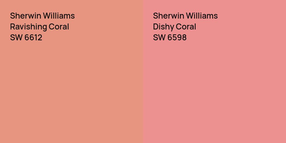 Sherwin Williams Ravishing Coral vs. Sherwin Williams Dishy Coral