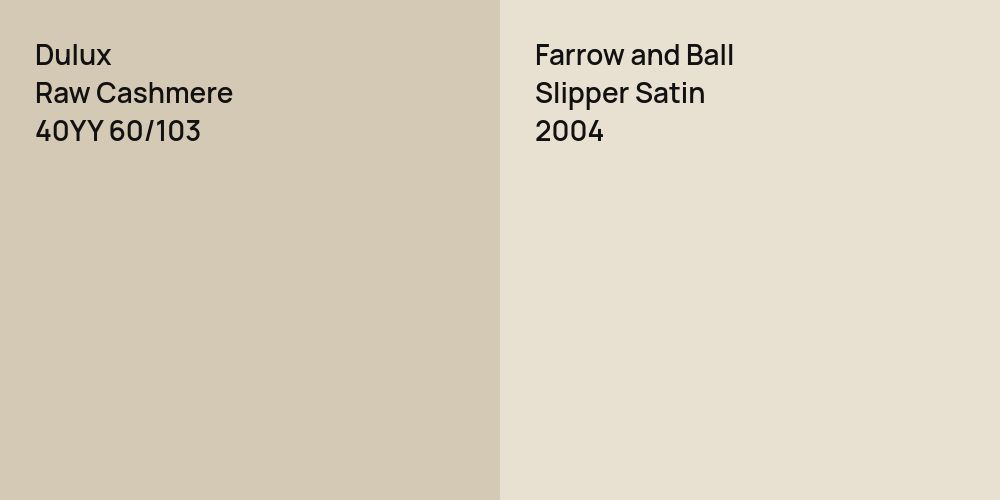 Dulux Raw Cashmere vs. Farrow and Ball Slipper Satin