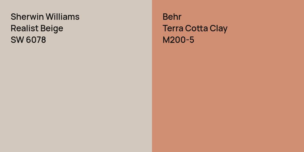 Sherwin Williams Realist Beige vs. Behr Terra Cotta Clay