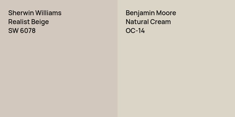 Sherwin Williams Realist Beige vs. Benjamin Moore Natural Cream