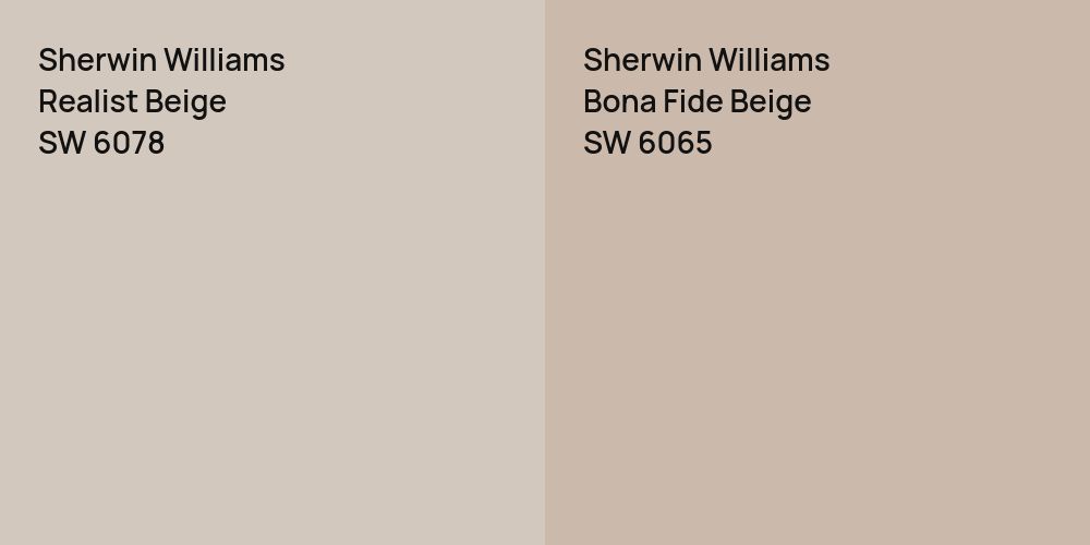 Sherwin Williams Realist Beige vs. Sherwin Williams Bona Fide Beige