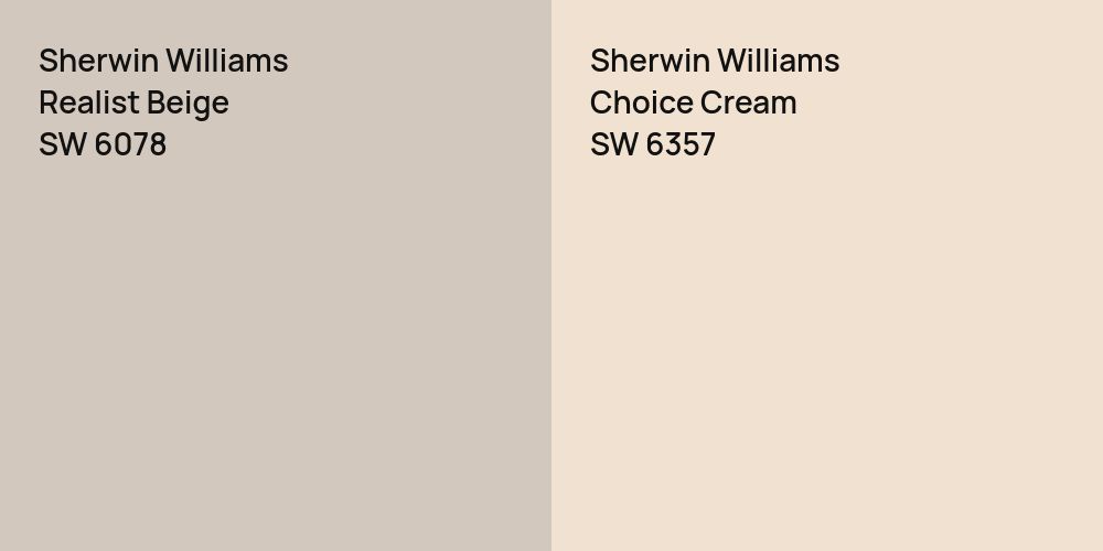 Sherwin Williams Realist Beige vs. Sherwin Williams Choice Cream