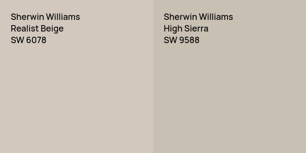 Sherwin Williams Realist Beige vs. Sherwin Williams High Sierra