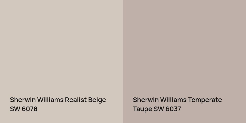 Sherwin Williams Realist Beige vs. Sherwin Williams Temperate Taupe