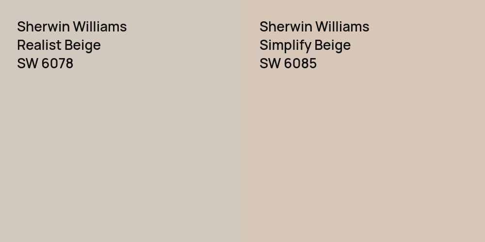 Sherwin Williams Realist Beige vs. Sherwin Williams Simplify Beige