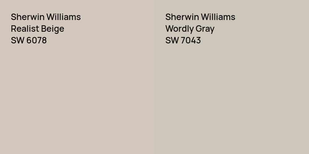 Sherwin Williams Realist Beige vs. Sherwin Williams Wordly Gray