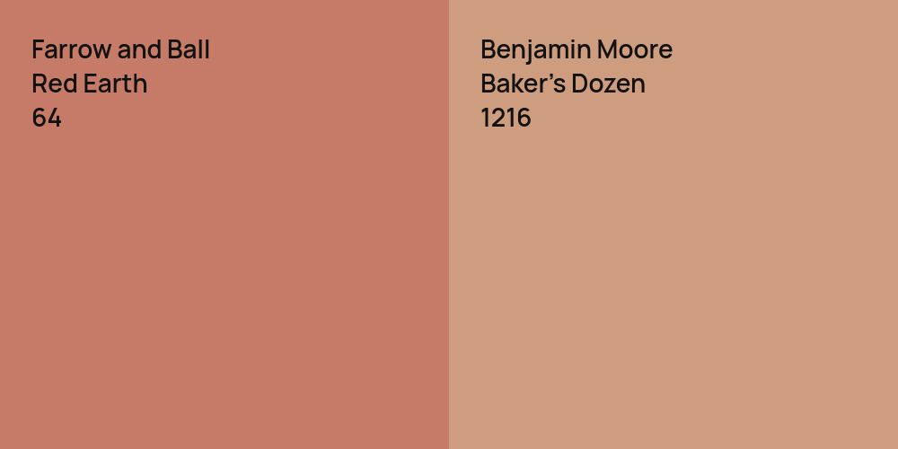 Farrow and Ball Red Earth vs. Benjamin Moore Baker's Dozen