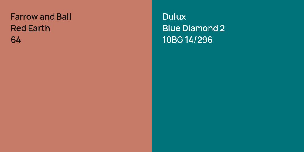 Farrow and Ball Red Earth vs. Dulux Blue Diamond 2