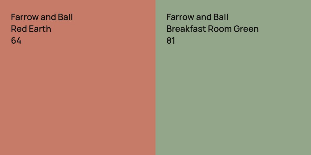 Farrow and Ball Red Earth vs. Farrow and Ball Breakfast Room Green