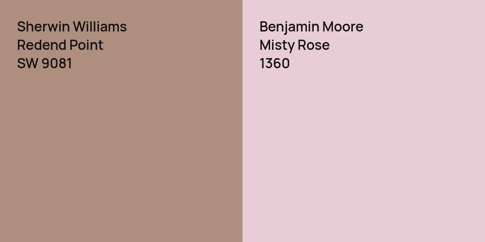 Sherwin Williams Redend Point vs. Benjamin Moore Misty Rose