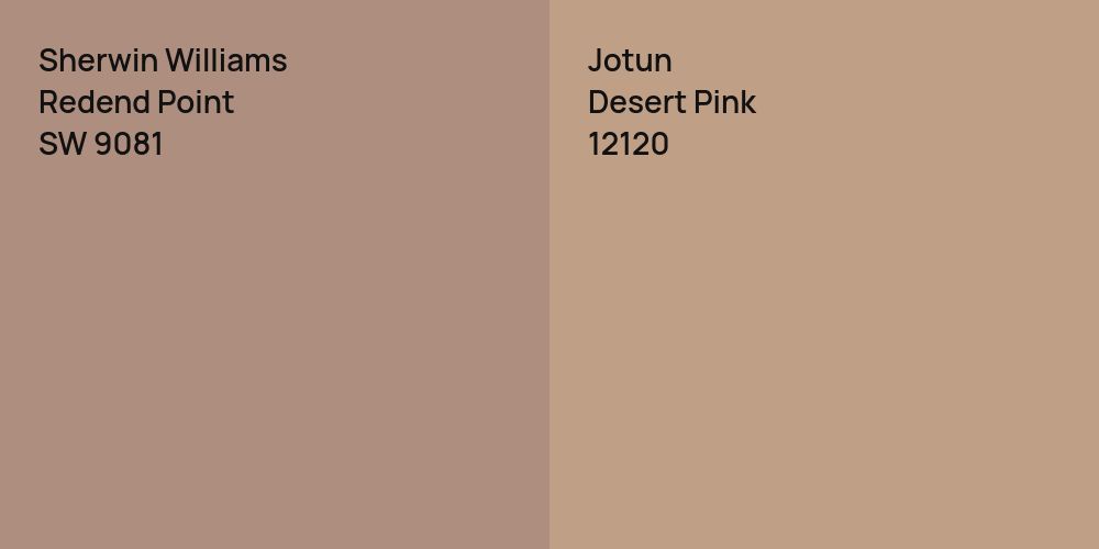 Sherwin Williams Redend Point vs. Jotun Desert Pink