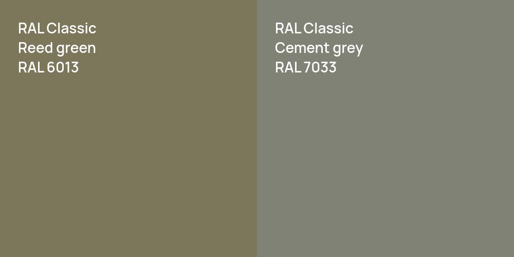 RAL Classic  Reed green vs. RAL Classic  Cement grey