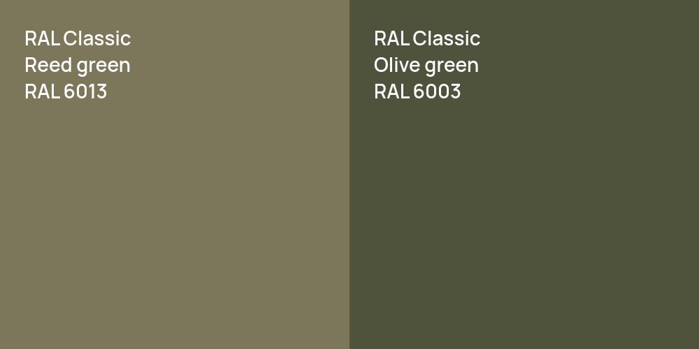 RAL Classic  Reed green vs. RAL Classic  Olive green