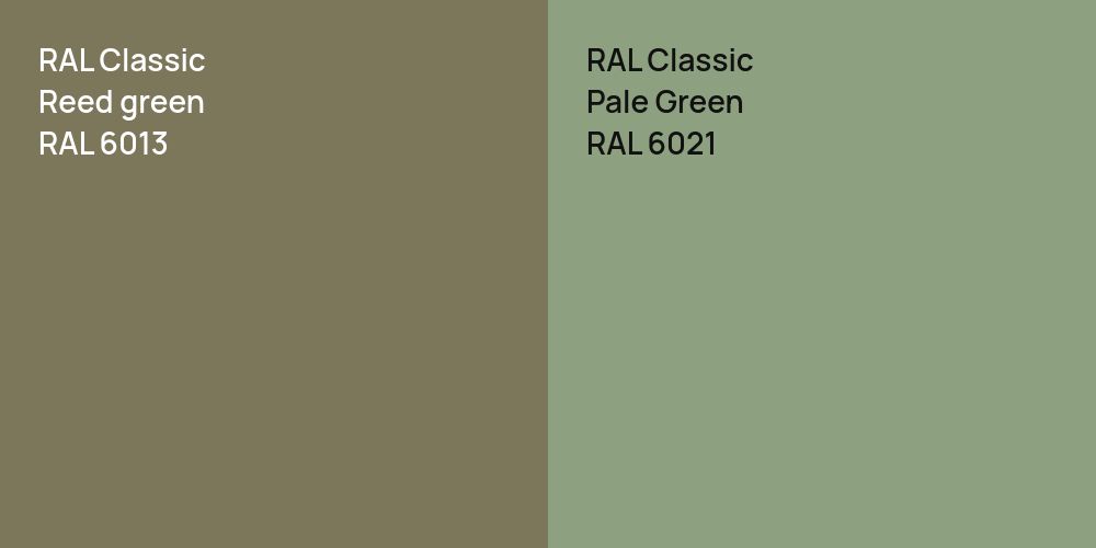 RAL Classic  Reed green vs. RAL Classic Pale Green