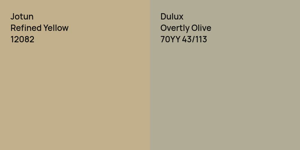 Jotun Refined Yellow vs. Dulux Overtly Olive