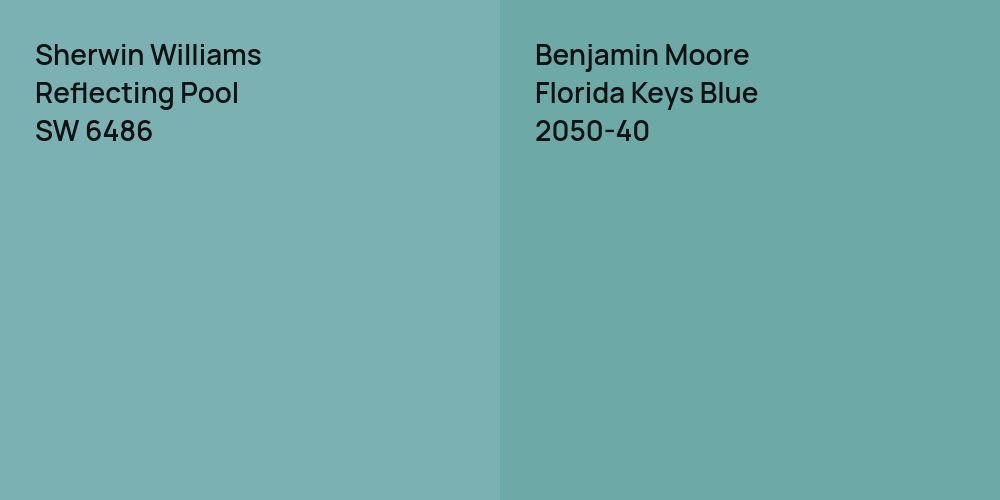 Sherwin Williams Reflecting Pool vs. Benjamin Moore Florida Keys Blue