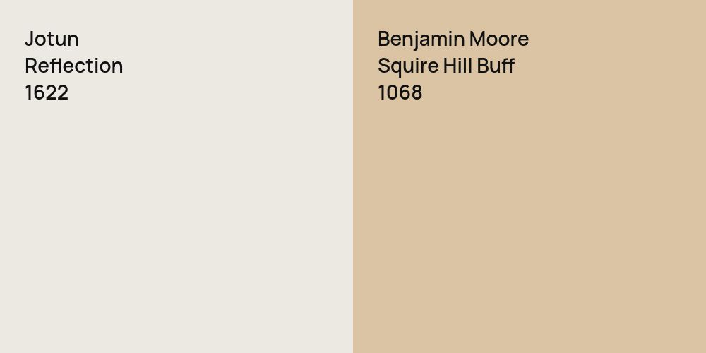 Jotun Reflection vs. Benjamin Moore Squire Hill Buff