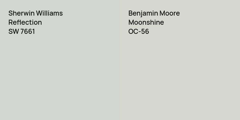 Sherwin Williams Reflection vs. Benjamin Moore Moonshine