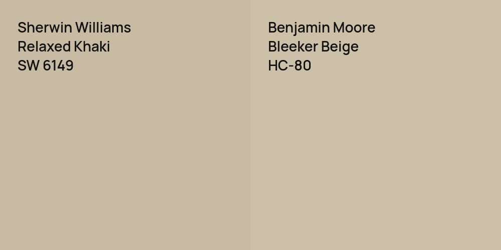 Sherwin Williams Relaxed Khaki vs. Benjamin Moore Bleeker Beige