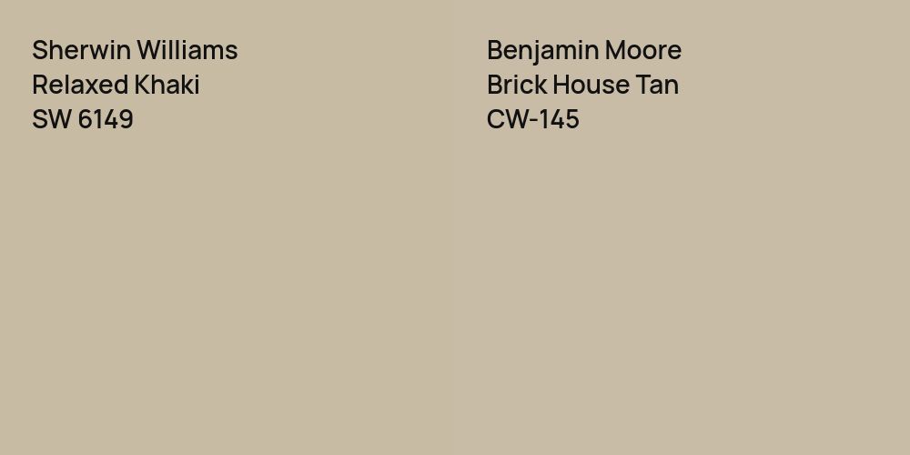 Sherwin Williams Relaxed Khaki vs. Benjamin Moore Brick House Tan