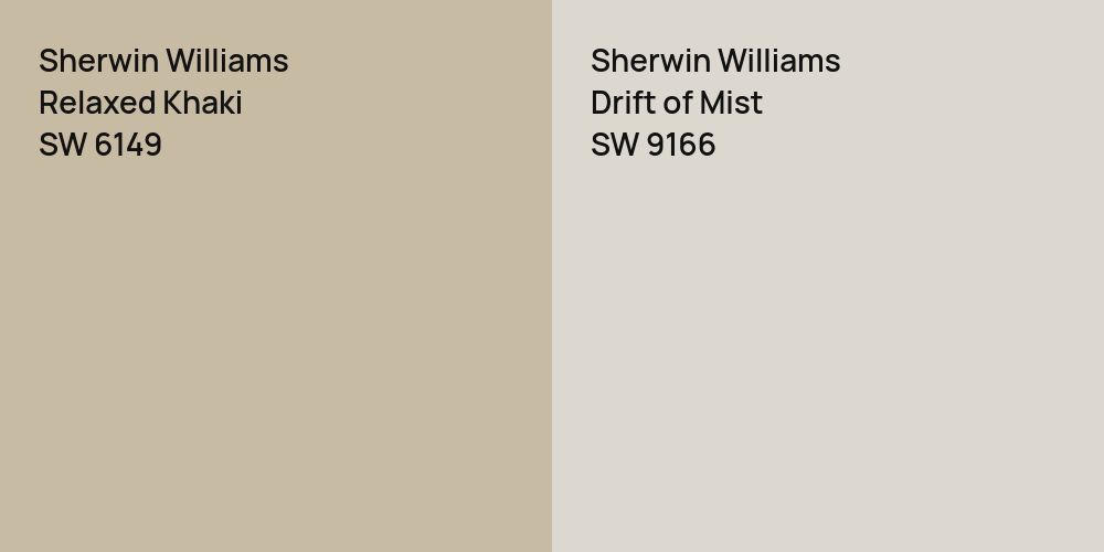 Sherwin Williams Relaxed Khaki vs. Sherwin Williams Drift of Mist