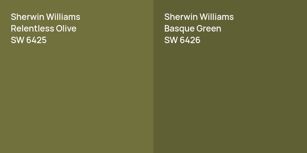 Sherwin Williams Relentless Olive vs. Sherwin Williams Basque Green