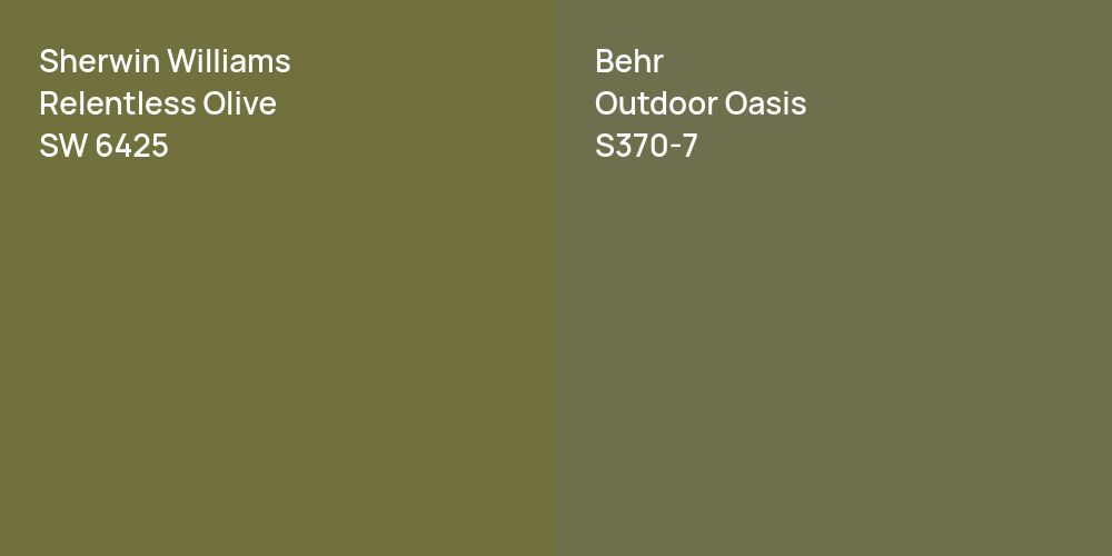 Sherwin Williams Relentless Olive vs. Behr Outdoor Oasis