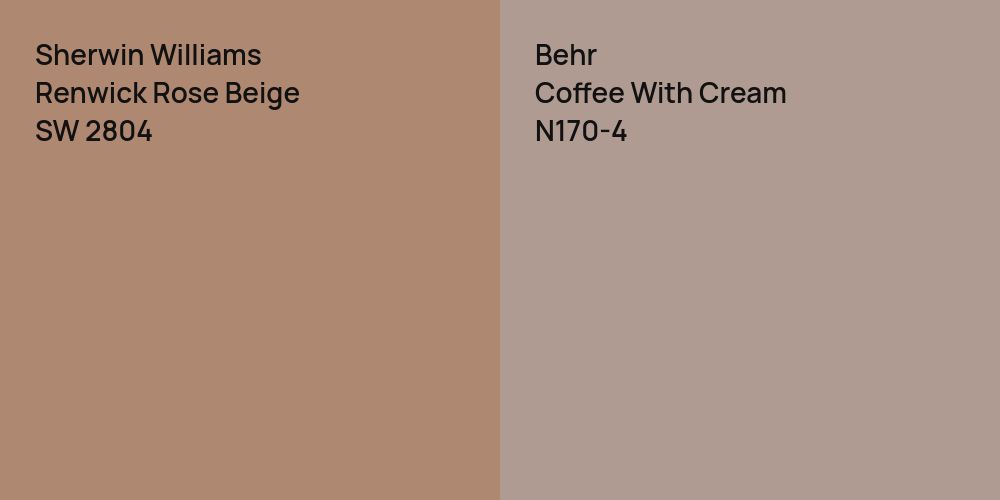 Sherwin Williams Renwick Rose Beige vs. Behr Coffee With Cream