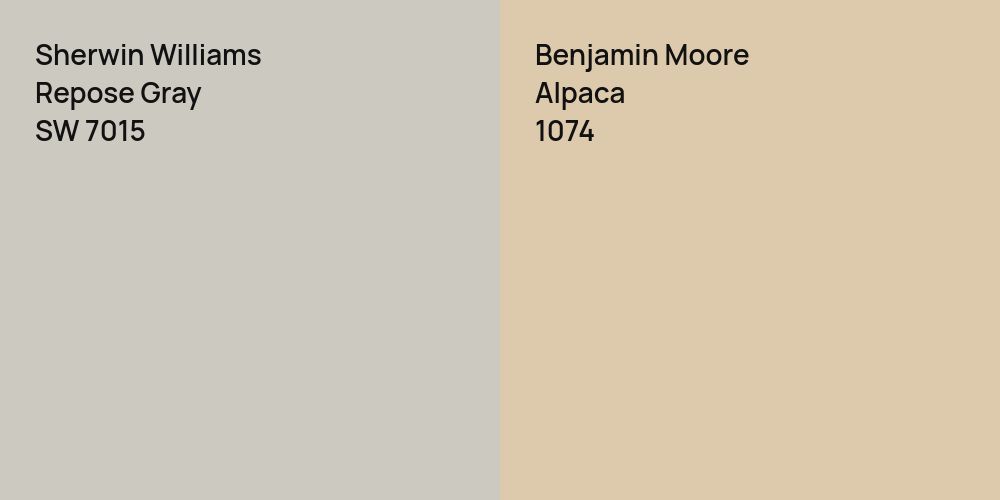 Sherwin Williams Repose Gray vs. Benjamin Moore Alpaca