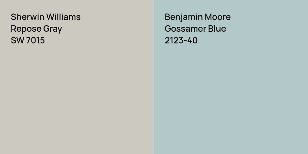 Sherwin Williams Repose Gray vs. Benjamin Moore Gossamer Blue