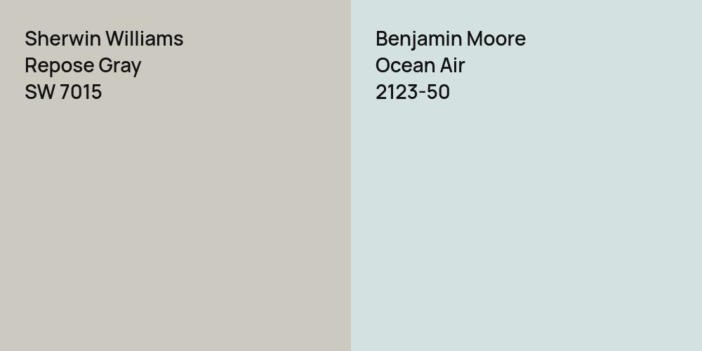 Sherwin Williams Repose Gray vs. Benjamin Moore Ocean Air