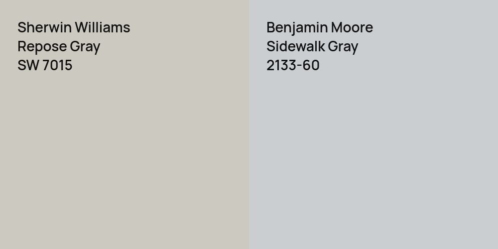 Sherwin Williams Repose Gray vs. Benjamin Moore Sidewalk Gray