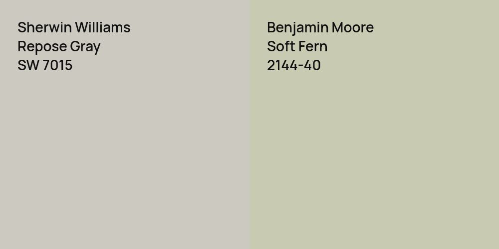 Sherwin Williams Repose Gray vs. Benjamin Moore Soft Fern