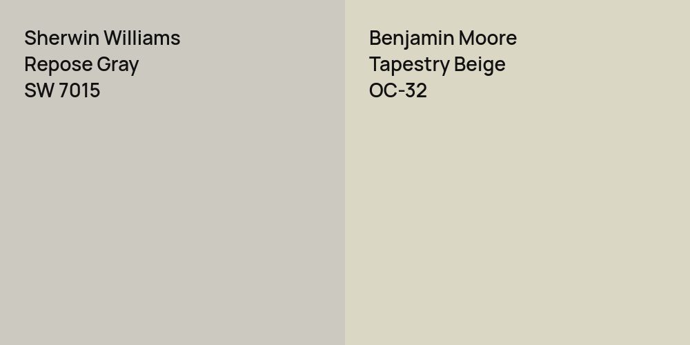 Sherwin Williams Repose Gray vs. Benjamin Moore Tapestry Beige