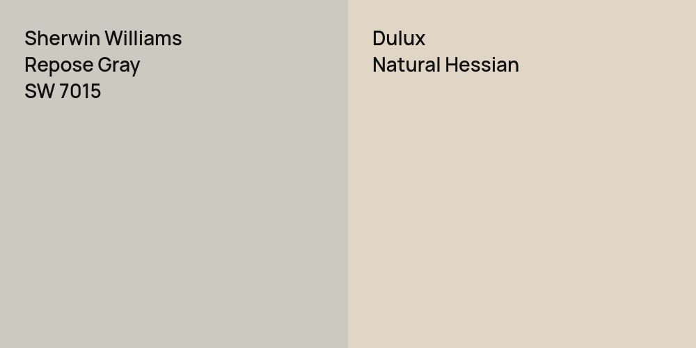 Sherwin Williams Repose Gray vs. Dulux Natural Hessian