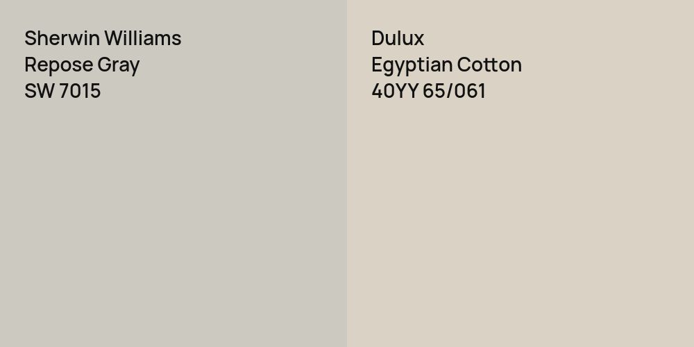 Sherwin Williams Repose Gray vs. Dulux Egyptian Cotton