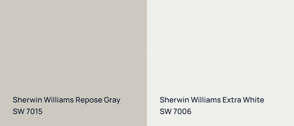 Sherwin Williams Repose Gray SW 7015 vs Sherwin Williams Extra White SW 7006